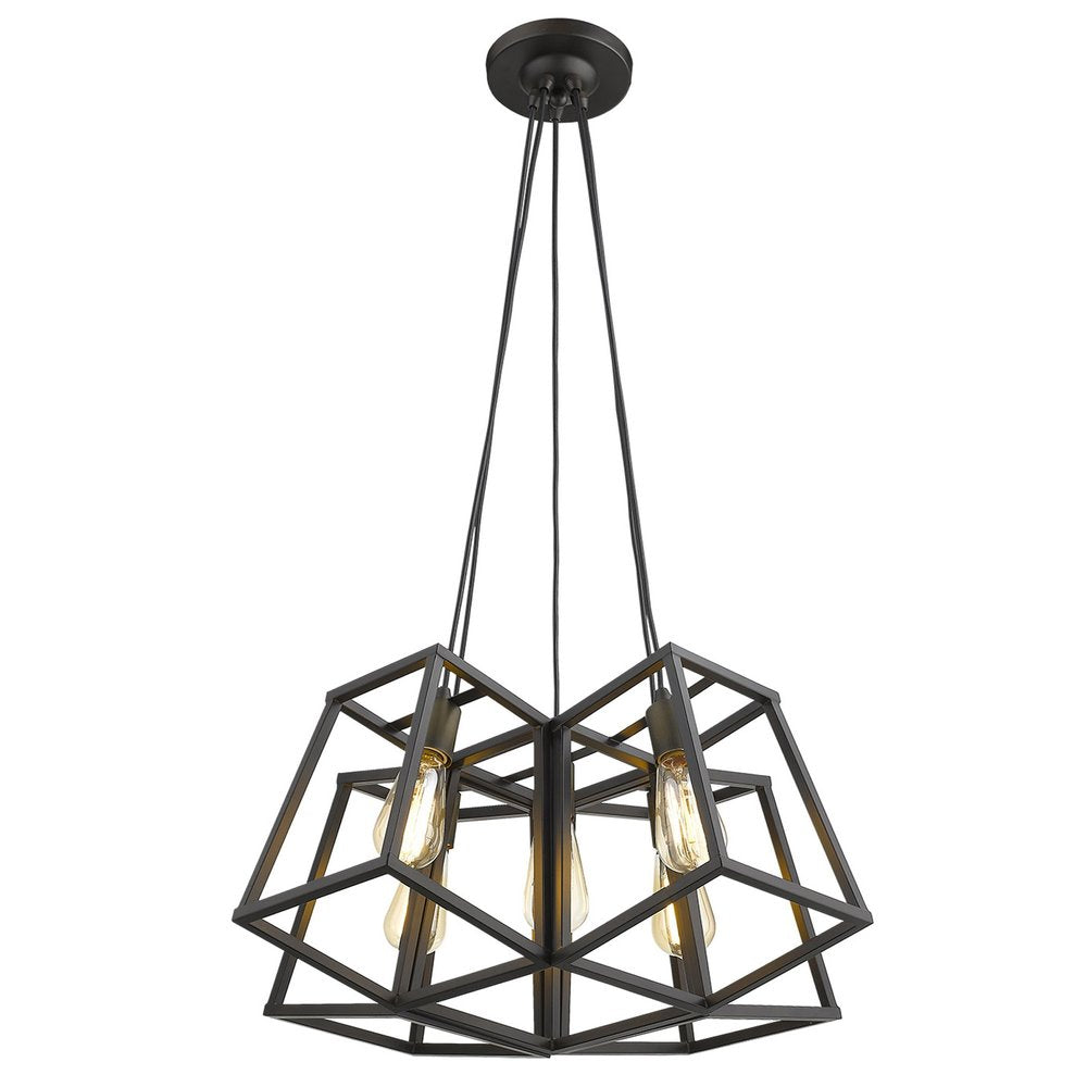 Bronze Lantern Five Light Metal Dimmable Chandelier — view 2