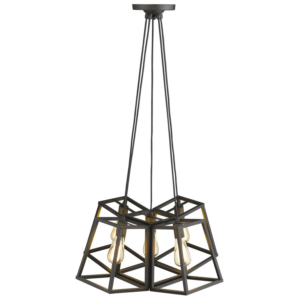 Bronze Lantern Five Light Metal Dimmable Chandelier — view 3