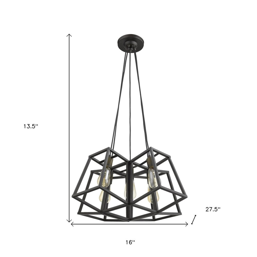Bronze Lantern Five Light Metal Dimmable Chandelier — view 5