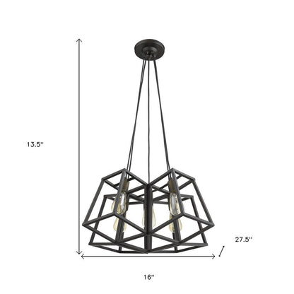 Bronze Lantern Five Light Metal Dimmable Chandelier HomeRoots