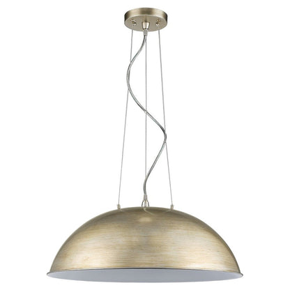 Layla 1-Light Washed Gold Bowl Pendant With Gloss White Interior Shade HomeRoots