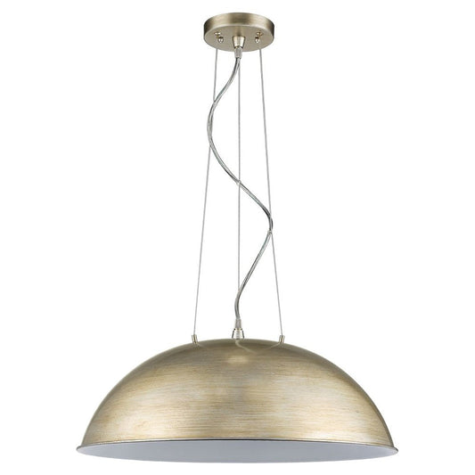 Layla 1-Light Washed Gold Bowl Pendant With Gloss White Interior Shade HomeRoots