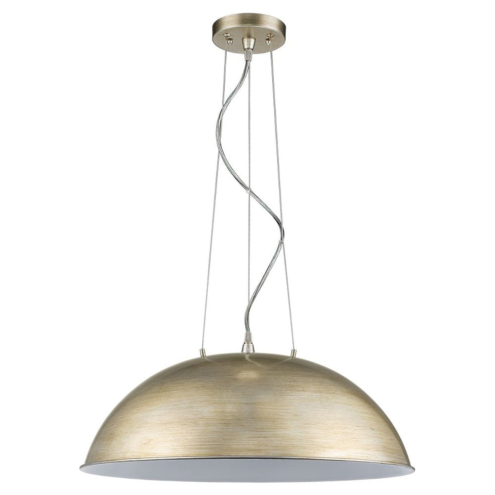 Layla 1-Light Washed Gold Bowl Pendant With Gloss White Interior Shade HomeRoots
