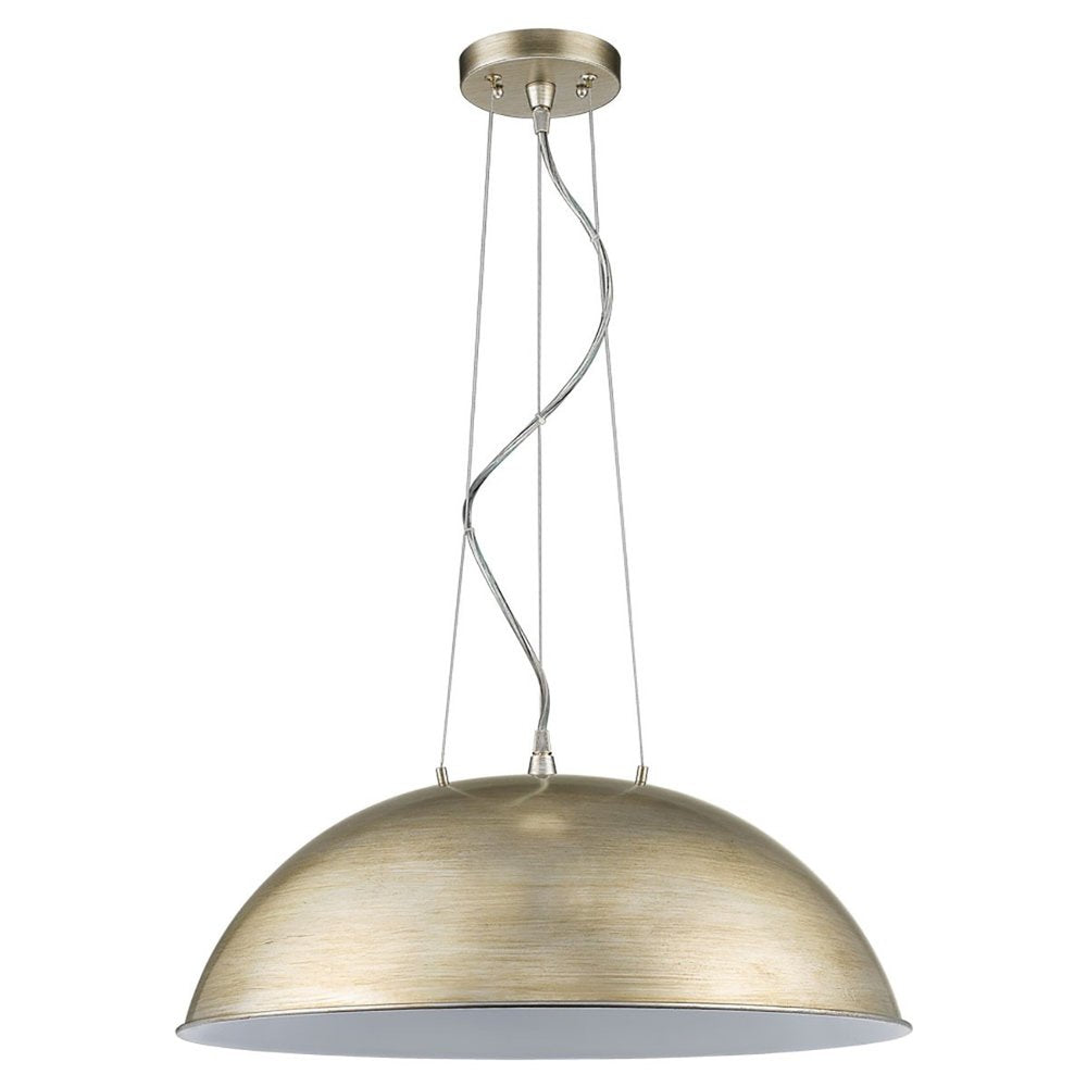 Layla 1-Light Washed Gold Bowl Pendant With Gloss White Interior Shade HomeRoots