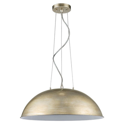 Layla 1-Light Washed Gold Bowl Pendant With Gloss White Interior Shade HomeRoots