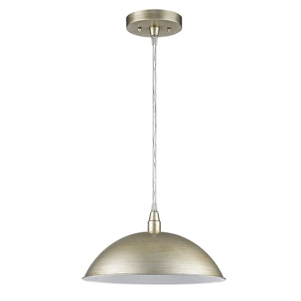 Silver Metal Hanging Light with Dome Shade HomeRoots