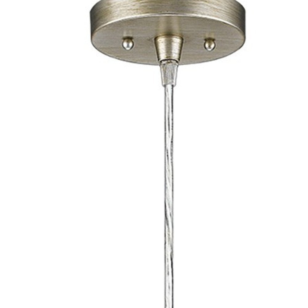 Silver Metal Hanging Light with Dome Shade — view 5