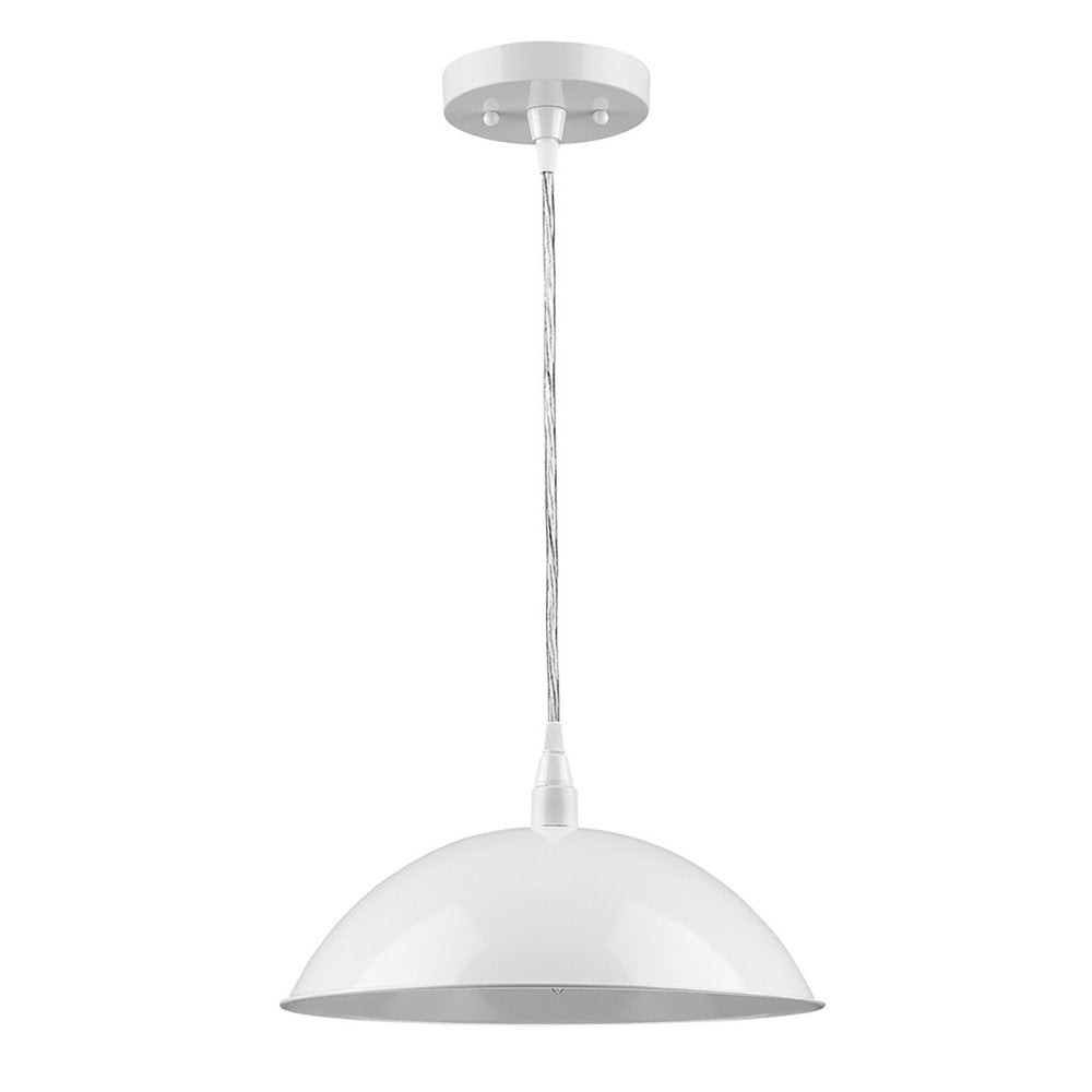 White Metal Hanging Light with Dome Shade HomeRoots