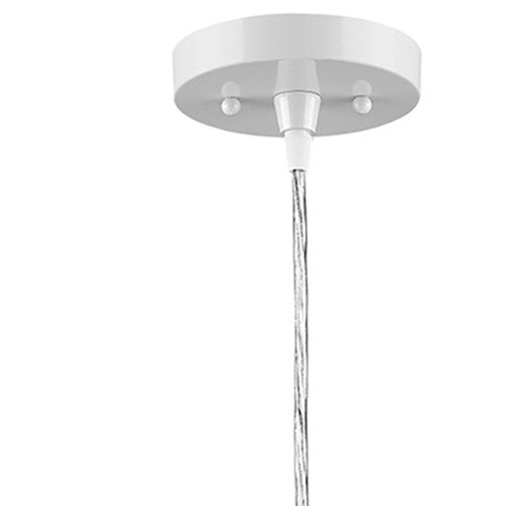 White Metal Hanging Light with Dome Shade — view 5