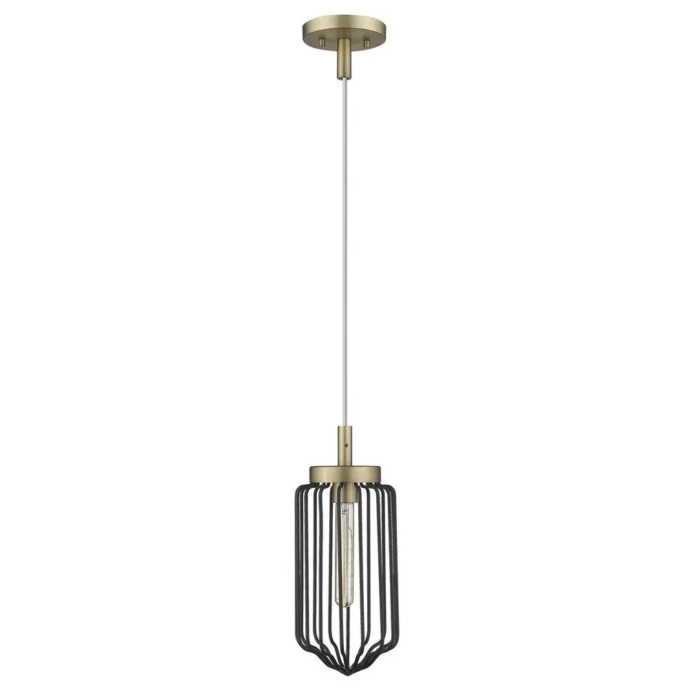 Gold and Black Metal Cage Pendant Hanging Light HomeRoots