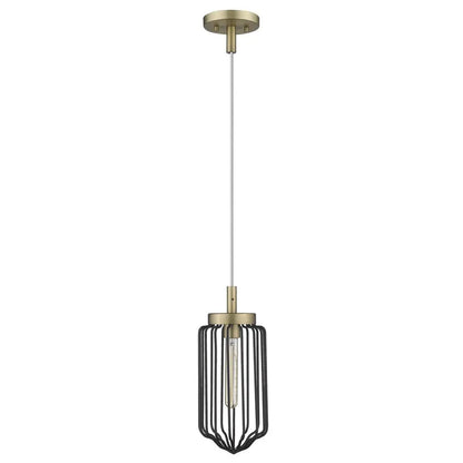 Gold and Black Metal Cage Pendant Hanging Light HomeRoots