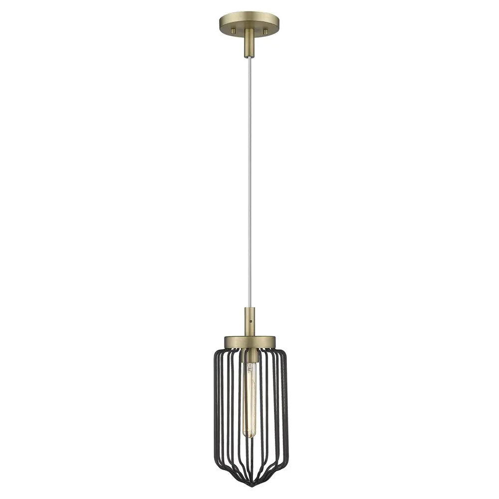 Gold and Black Metal Cage Pendant Hanging Light HomeRoots