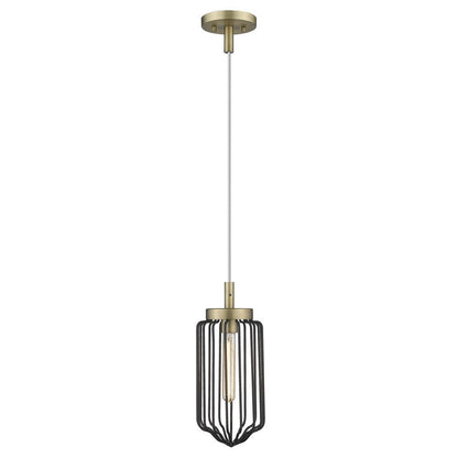 Gold and Black Metal Cage Pendant Hanging Light HomeRoots