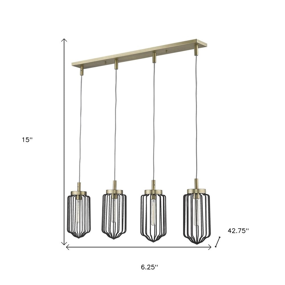Reece 4-Light Aged Brass Island Pendant HomeRoots