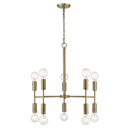 Brass Candle Style Ten Light Metal Dimmable Chandelier HomeRoots
