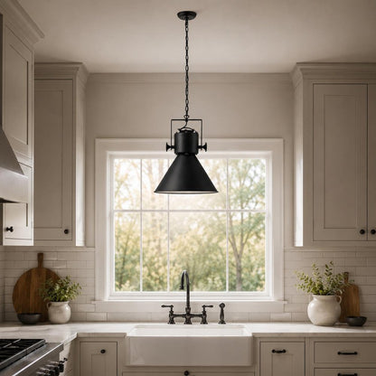 Crew Metal One Light Cone Hanging Pendant Light HomeRoots