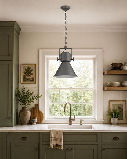 Crew Metal One Light Cone Hanging Pendant Light HomeRoots