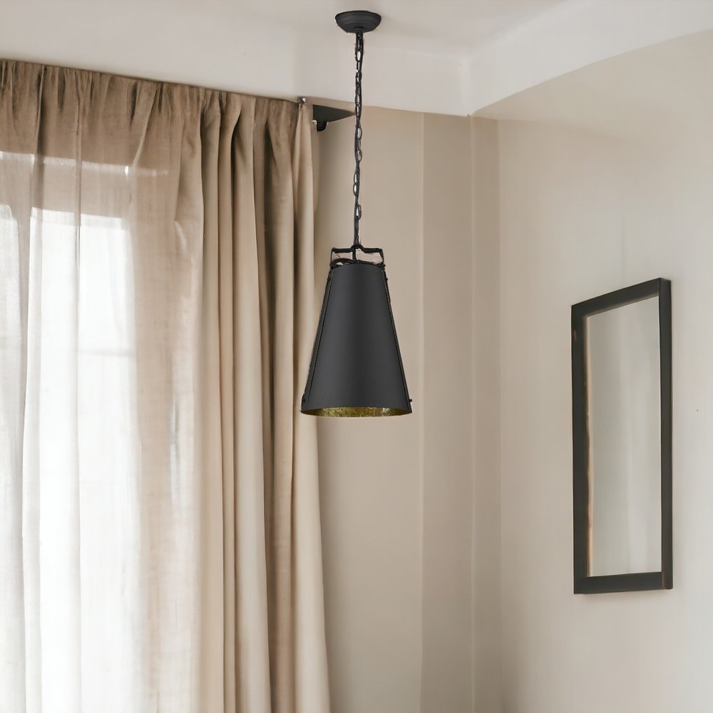 Faza 1-Light Matte Black Pendant HomeRoots