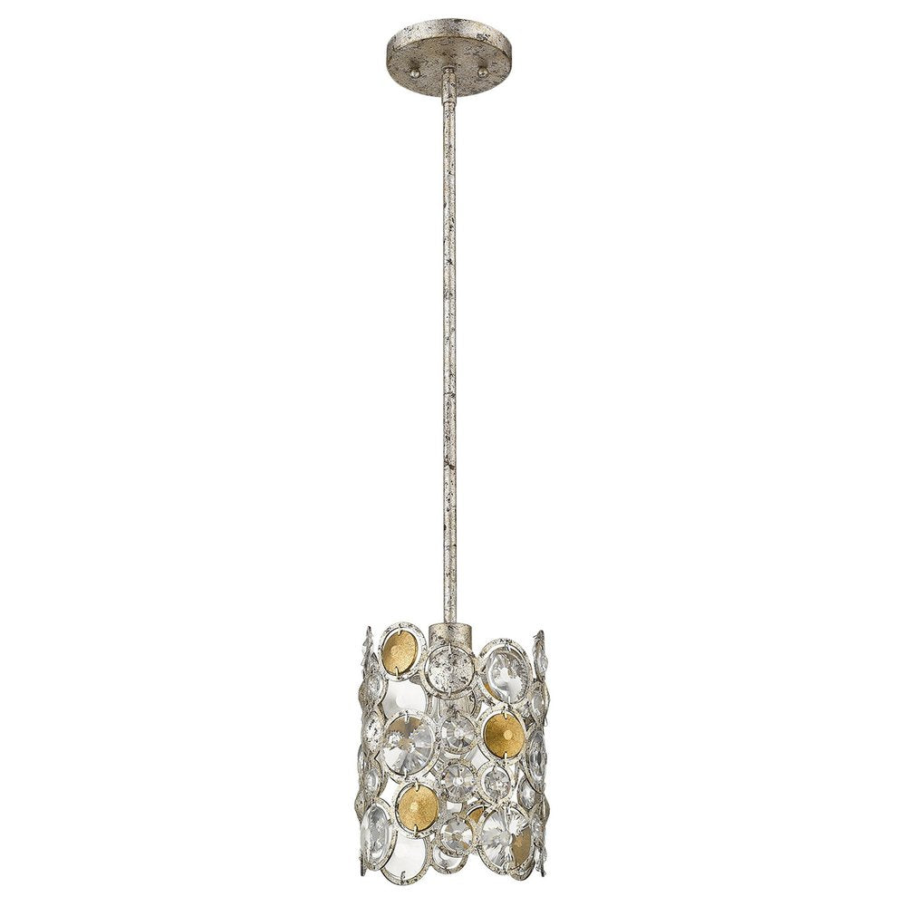 Vitozzi 1-Light Antique Silver Leaf Pendant — view 1