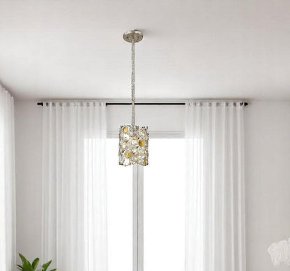 Vitozzi 1-Light Antique Silver Leaf Pendant