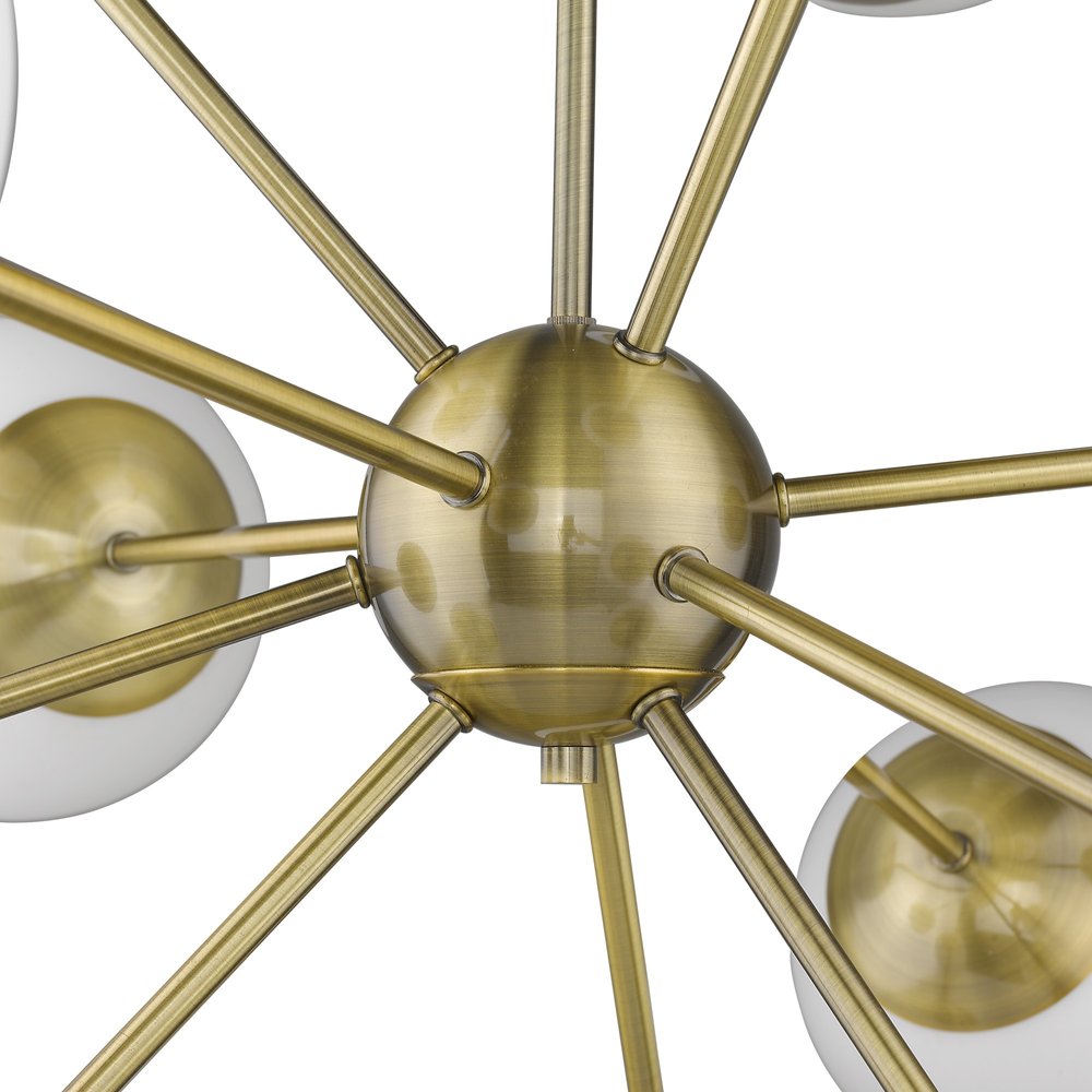 Brass Sputnik Twelve Light Frosted Metal Dimmable Chandelier With White Shades — view 5