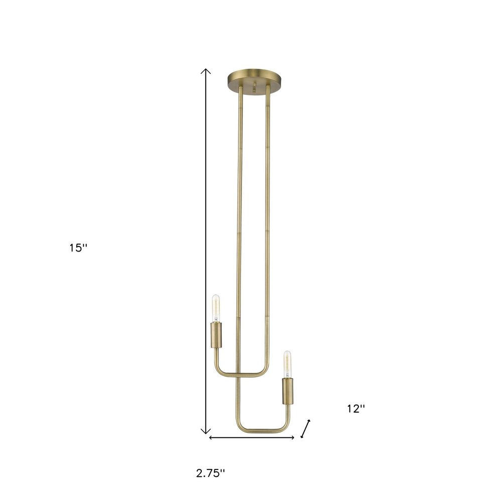Perret 2-Light Aged Brass Pendant HomeRoots