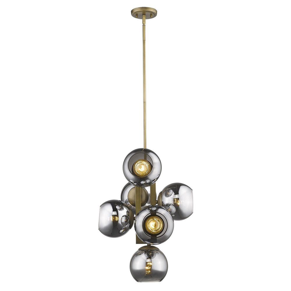 Lunette 6-Light Aged Brass Pendant — view 2