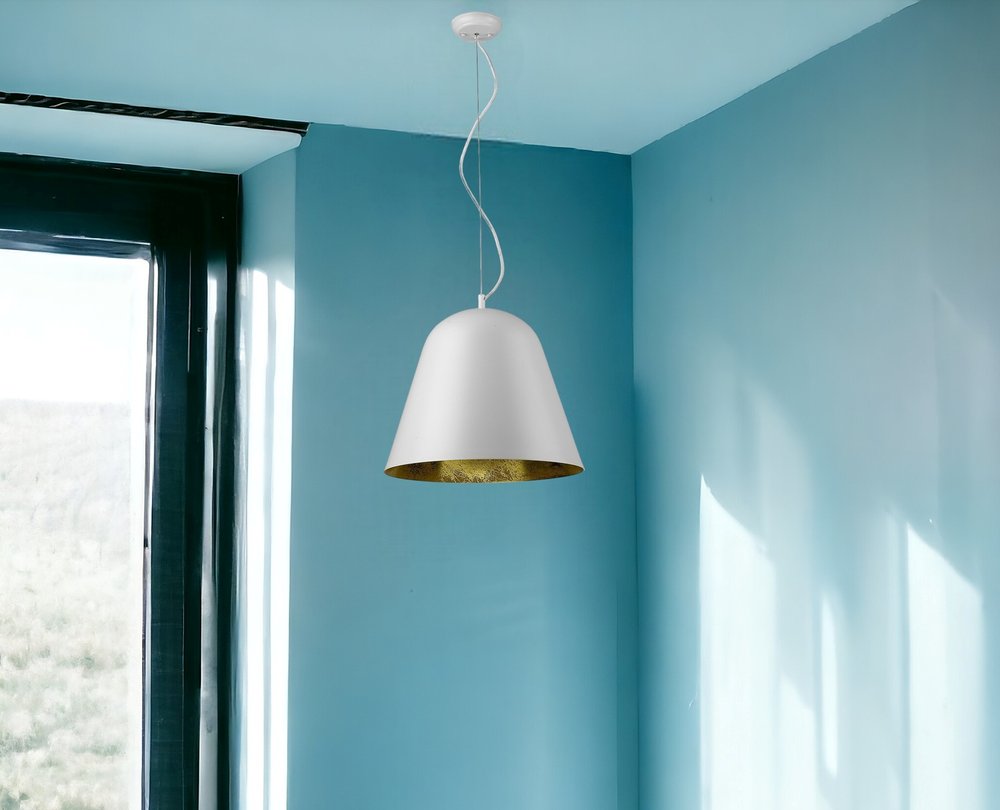 Knell 1-Light White Pendant HomeRoots