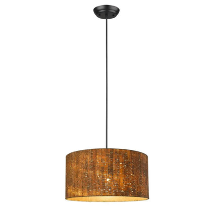 Matte Black Cork Shade Modern One Light Hanging Pendent Lamp HomeRoots