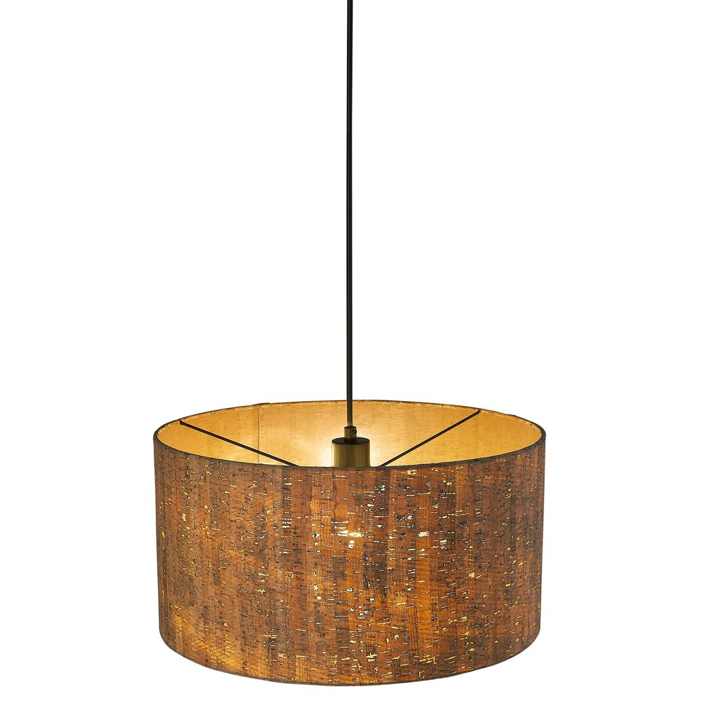 Matte Black Cork Shade Modern One Light Hanging Pendent Lamp — view 3