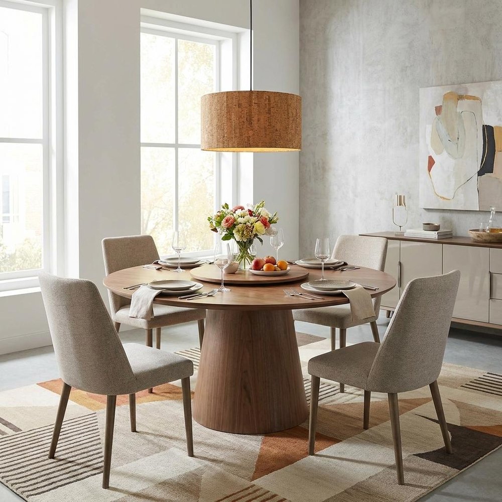 Matte Black Cork Shade Modern One Light Hanging Pendent Lamp — view 7