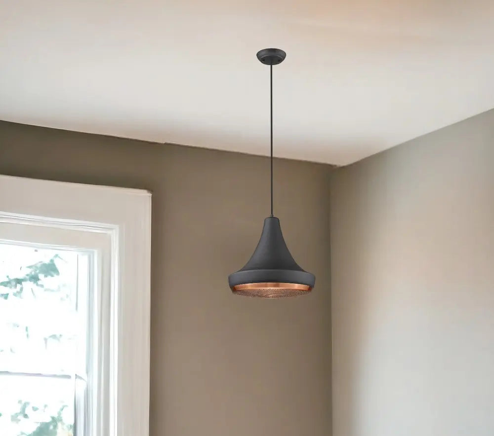 Tholos 1-Light Matte Black Pendant HomeRoots