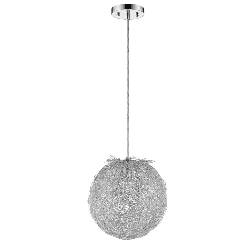 Contemporary Silver Globe Pendant Hanging Light HomeRoots