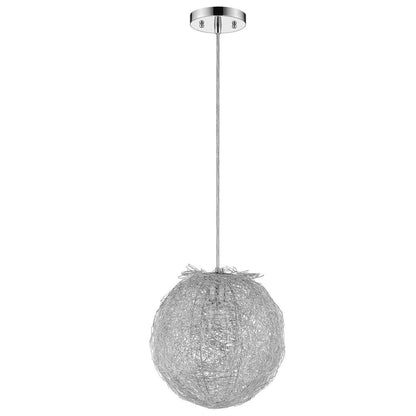 Contemporary Silver Globe Pendant Hanging Light HomeRoots