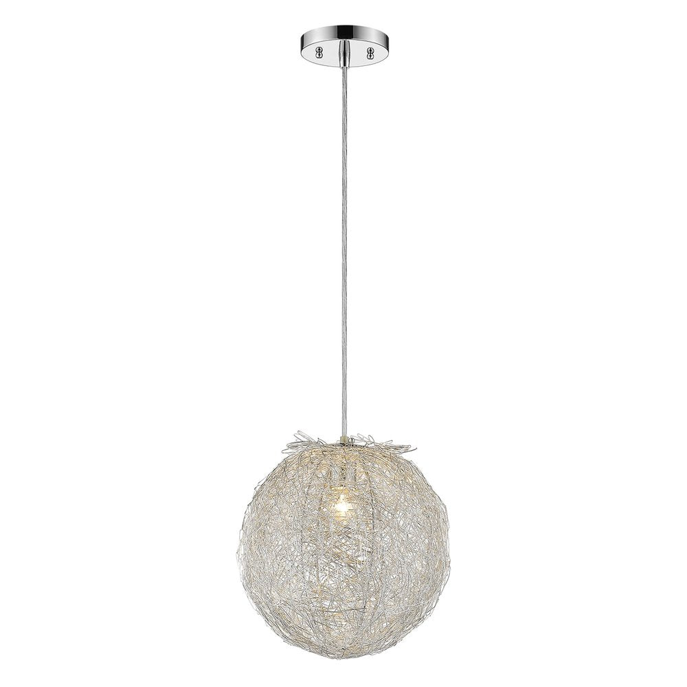 Contemporary Silver Globe Pendant Hanging Light HomeRoots