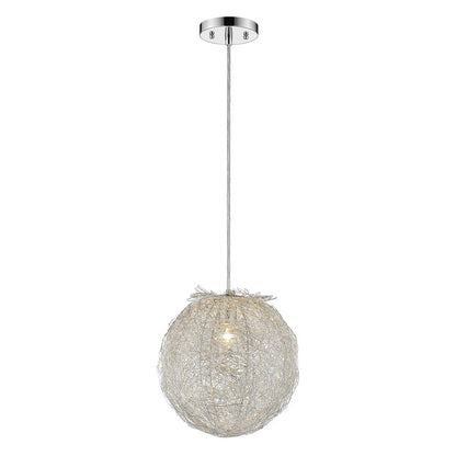 Contemporary Silver Globe Pendant Hanging Light HomeRoots