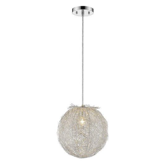 Contemporary Silver Globe Pendant Hanging Light HomeRoots