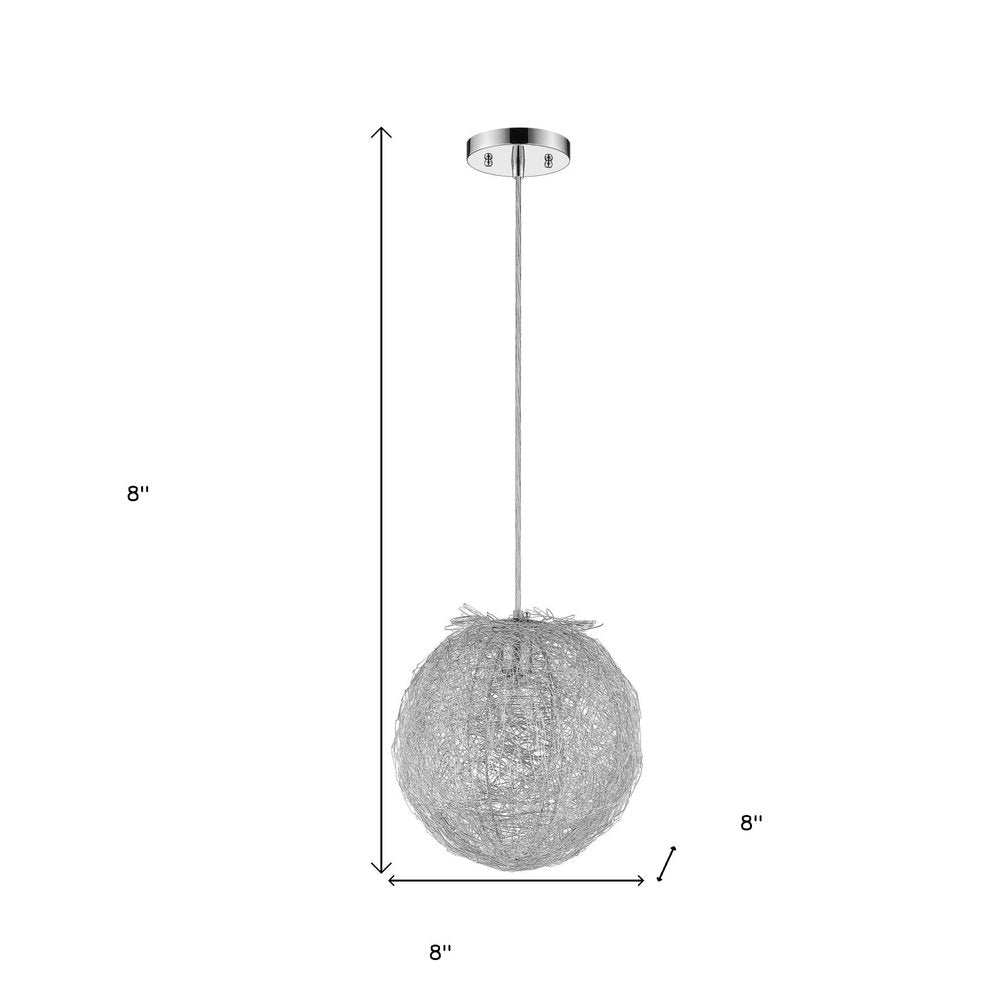 Contemporary Silver Globe Pendant Hanging Light HomeRoots