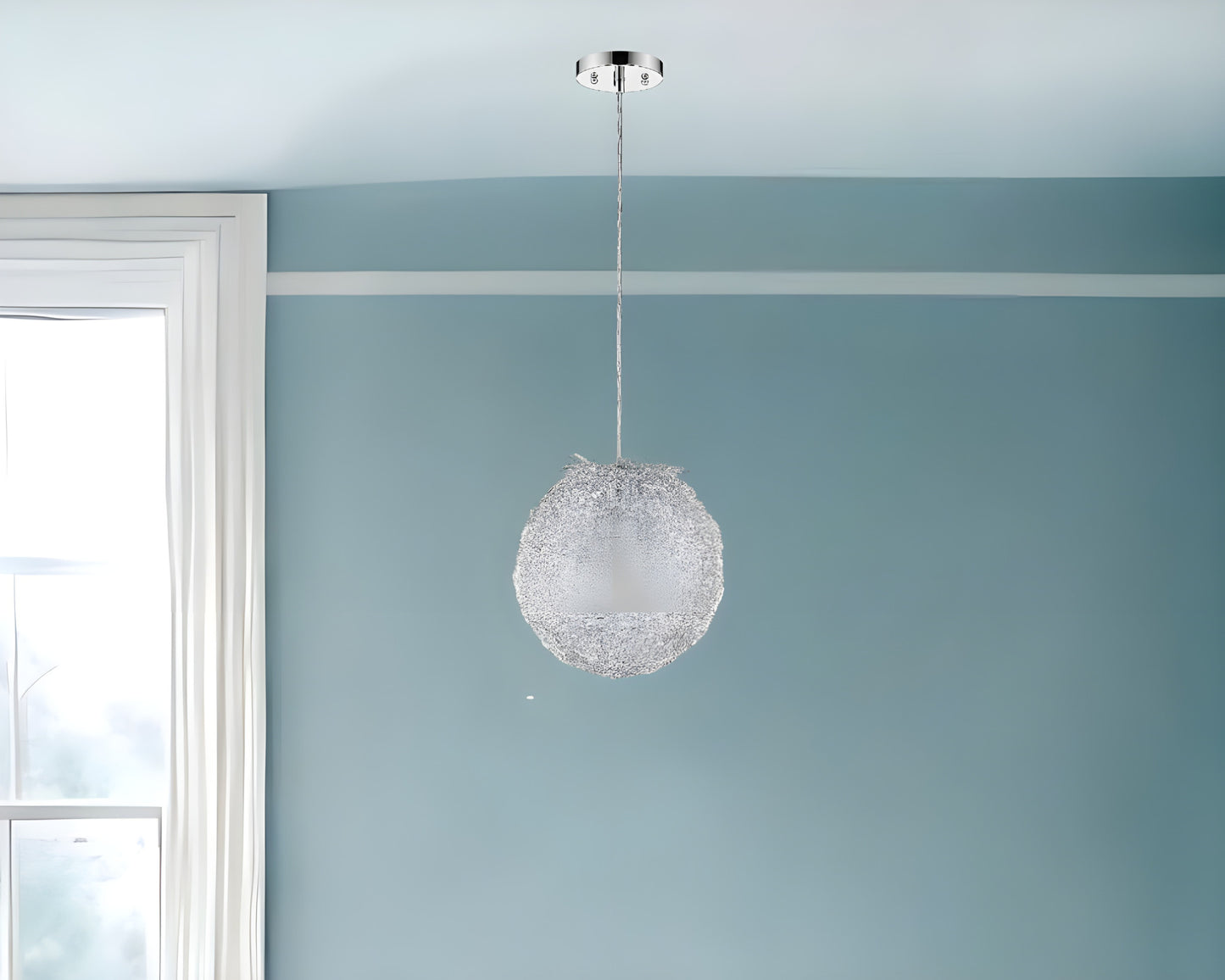 Contemporary Silver Globe Pendant Hanging Light