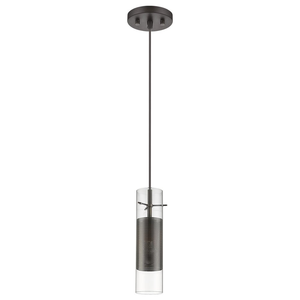 Glass and Bronze Mesh Shade Hanging Light HomeRoots