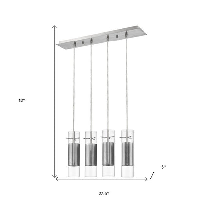 Scope 4-Light Brushed Nickel Pendant Double Glass and Mesh Shades HomeRoots