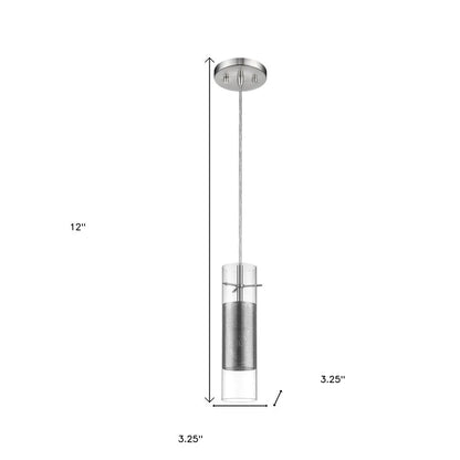 Glass and Silver Mesh Shade Hanging Light HomeRoots