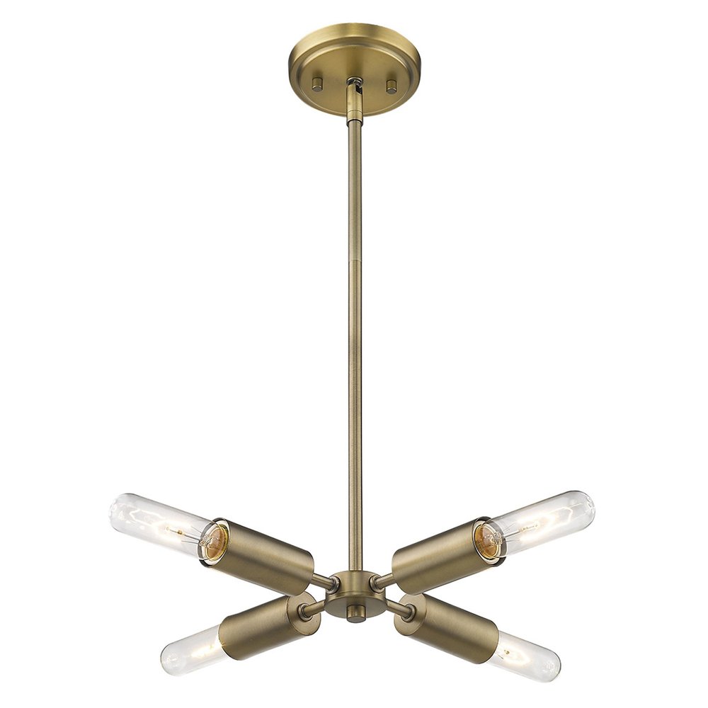 Gold Four Light Metal Dimmable Chandelier — view 3