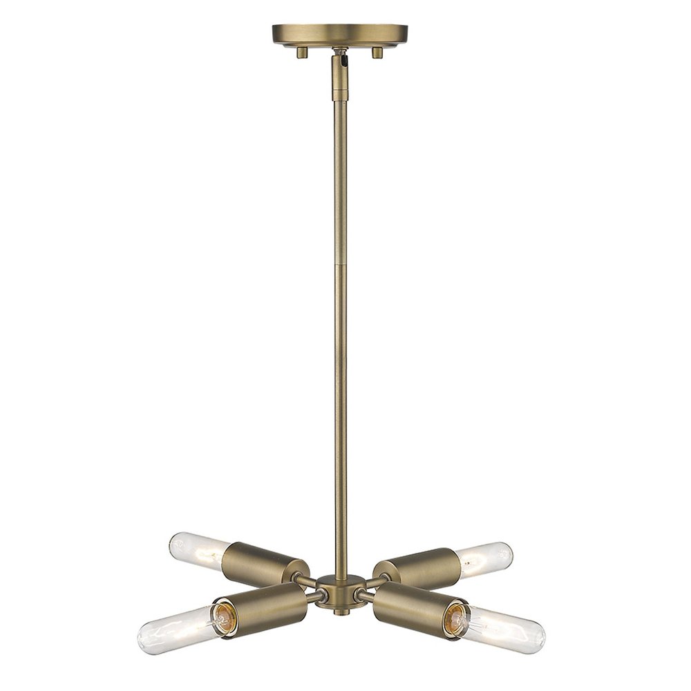 Gold Four Light Metal Dimmable Chandelier — view 6
