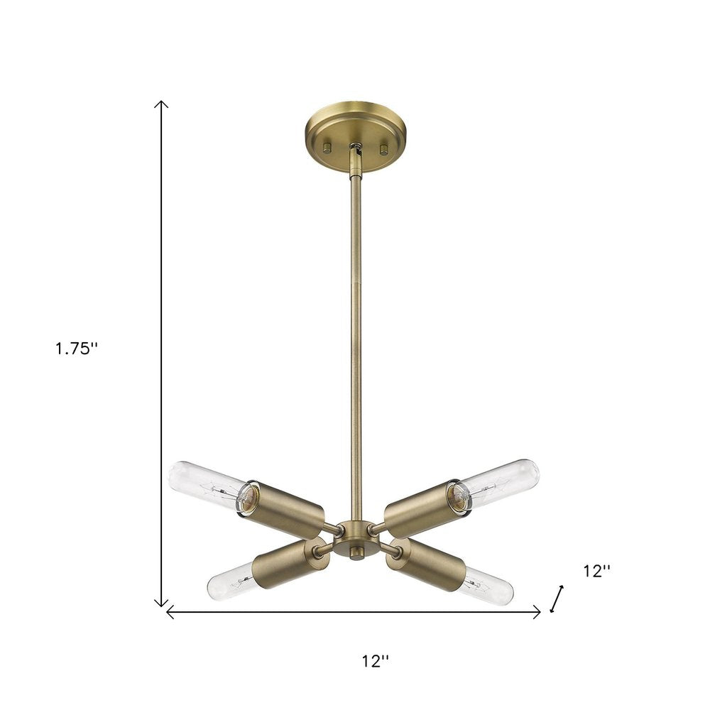 Gold Four Light Metal Dimmable Chandelier — view 7