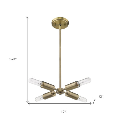 Gold Four Light Metal Dimmable Chandelier HomeRoots