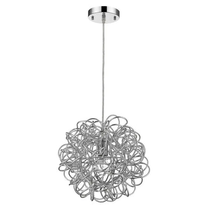 Mingle 1-Light Polished Chrome Pendant With Faceted Chrome Aluminum Wire Shade HomeRoots