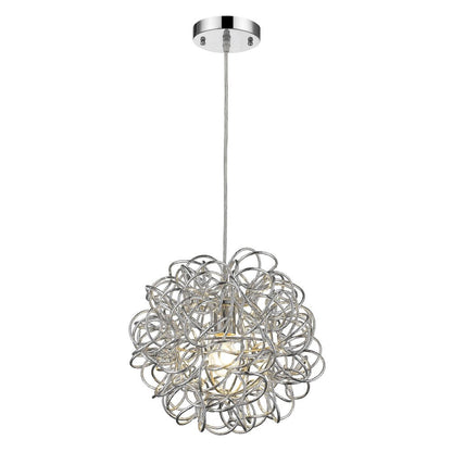 Mingle 1-Light Polished Chrome Pendant With Faceted Chrome Aluminum Wire Shade HomeRoots