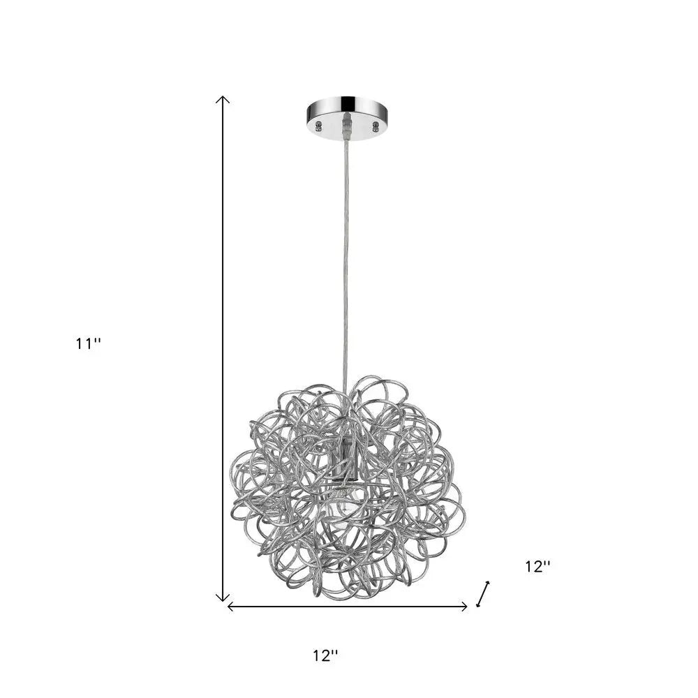 Mingle 1-Light Polished Chrome Pendant With Faceted Chrome Aluminum Wire Shade HomeRoots