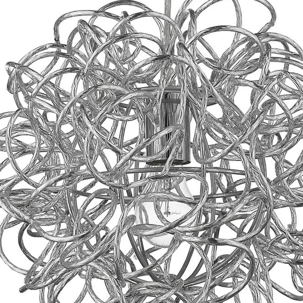 Mingle 1-Light Polished Chrome Pendant With Faceted Chrome Aluminum Wire Shade HomeRoots